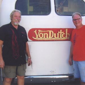 Steve Kafka and me Jeff williams with the Von Dutch bus