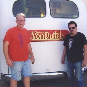 Jeff Williams and Ken Grum with the Von Dutch bus
